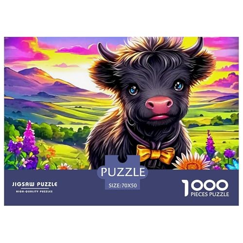 Highland Rinder Puzzle 1000 Teile Für Erwachsene Und Kinder Süße Kuh Herausforderung Spiel Interaktives Spielzeug Home Dekoration Clevere Rätsel 70x50cm/1000pcs von QTIVARLEN