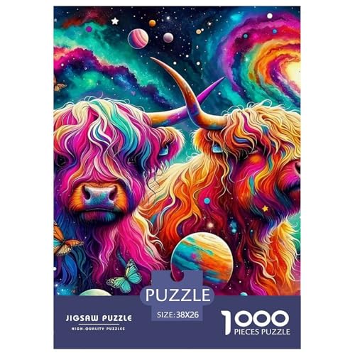 Highland Rinder Puzzle 1000 Teile Für Erwachsene Und Kinder Süße Kuh Impossible Geschicklichkeitsspiel Interaktives Spielzeug Home Dekoration in Bewährter Qualität 38x26cm/1000pcs von QTIVARLEN