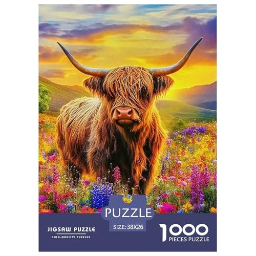 Highland Rinder Puzzle 1000 Teile Für Erwachsene Und Kinder Süße Kuh Impossible Geschicklichkeitsspiel Interaktives Spielzeug Wunderschönes Dekoration in Bewährter Qualität 38x26cm/1000pcs von QTIVARLEN