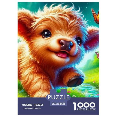 Highland Rinder Puzzle 1000 Teile Für Erwachsene Und Kinder Süße Kuh Impossible Geschicklichkeitsspiel Klassische Geschenk Home Dekoration in Bewährter Qualität 38x26cm/1000pcs von QTIVARLEN