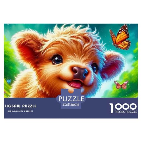 Highland Rinder Puzzle 1000 Teile Für Erwachsene Und Kinder Süße Kuh Lernspiel Klassische Geschenk Wunderschönes Dekoration in Bewährter Qualität 38x26cm/1000pcs von QTIVARLEN