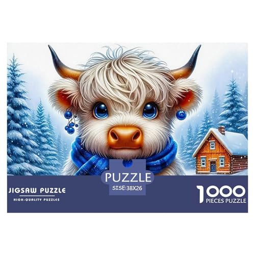 Highland Rinder Puzzle 1000 Teile Für Erwachsene Und Kinder Süße Kuh Lernspiel Pädagogisches Spielzeug Wunderschönes Dekoration Clevere Rätsel 38x26cm/1000pcs von QTIVARLEN