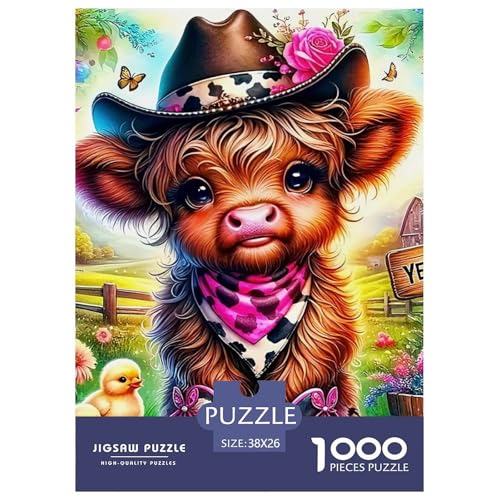 Highland Rinder Puzzle 1000 Teilige Für Erwachsene Und Kinder Süße Kuh Herausforderung Spiel Klassische Geschenk Wunderschönes Dekoration Clevere Rätsel 38x26cm/1000pcs von QTIVARLEN