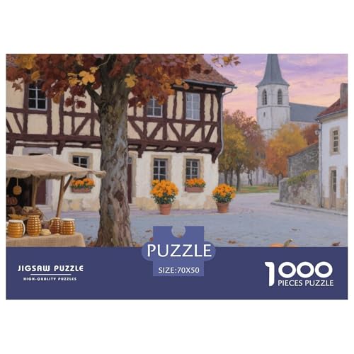 Kleine Stadt Stil Farbenfrohes Puzzle 1000 Stück in bewährter Qualität Für Erwachsene Und Kinder Puzzlespiele Für Familie Geschenke Für Frauen Pädagogisches Spielzeug 70x50cm von QTIVARLEN
