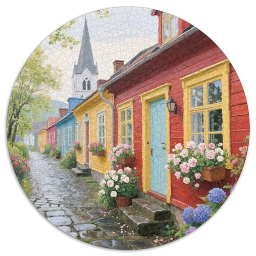 Kleine Stadt Stil Farbenfrohes Puzzle 1000 Teile Bewährter Qualität Für Erwachsene Und Kinder Schöne Landschaft Herausforderndes Rätsel Geschenke Für Männer Home Dekoration 1000pcs (67.5x67.5cm) von QTIVARLEN