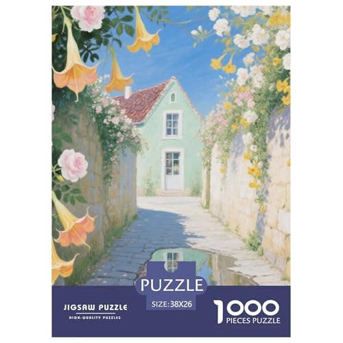 Kleine Stadt Stil Farbenfrohes Puzzle 1000 Teile in Bewährter Qualität Für Erwachsene Kinder Schöne Landschaft Herausforderndes Rätsel Geschenke Frauen Home Dekoration 38x26cm/1000pcs von QTIVARLEN
