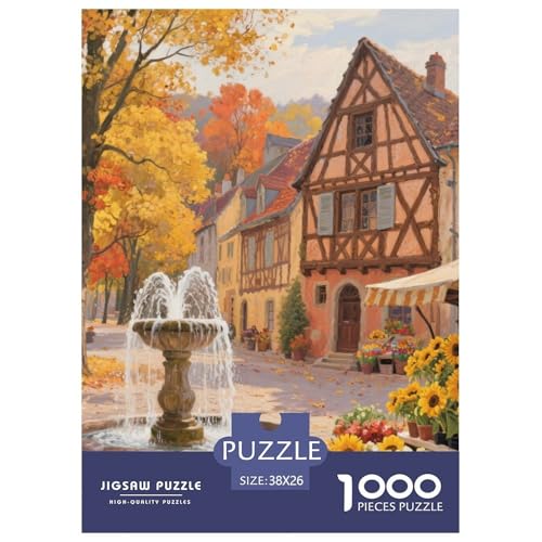 Kleine Stadt Stil Farbenfrohes Puzzle 1000 Teile in Bewährter Qualität Für Erwachsene Kinder Schöne Landschaft Puzzlespiele Familie Geschenke Frauen Home Dekoration 38x26cm/1000pcs von QTIVARLEN