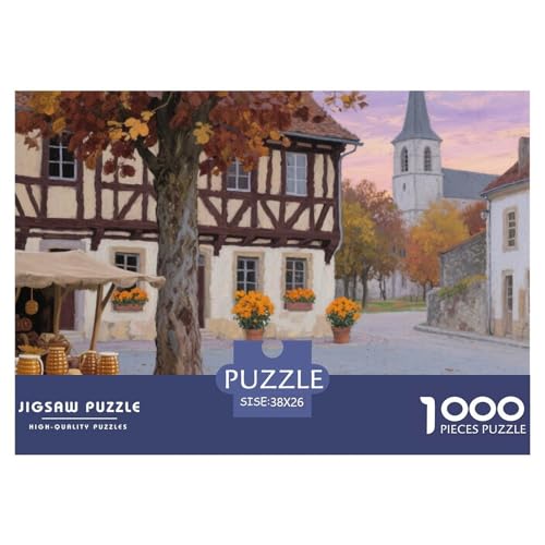 Kleine Stadt Stil Farbenfrohes Puzzle 1000 Teile in bewährter Qualität Für Erwachsene Und Kinder Herausforderndes Rätsel Geschenke Für Männer Home Dekoration 38x26cm/1000pcs von QTIVARLEN