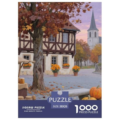Kleine Stadt Stil Puzzles 1000 Teile in Bewährter Qualität Für Erwachsene Kinder Schöne Landschaft Puzzlespiele Familie Geschenke Männer Home Dekoration 38x26cm/1000pcs von QTIVARLEN