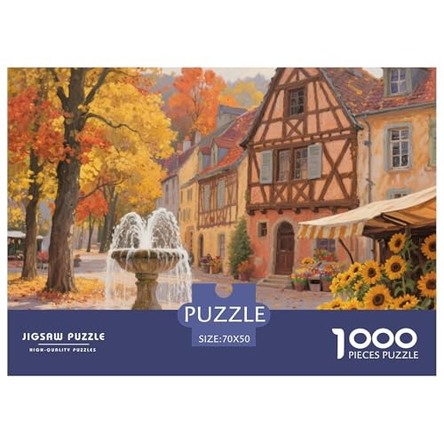 Kleine Stadt Stil Puzzles 1000 Teile in bewährter Qualität Für Erwachsene Und Kinder Puzzlespiele Für Familie Geschenke Für Männer Home Dekoration 70x50cm/1000pcs von QTIVARLEN
