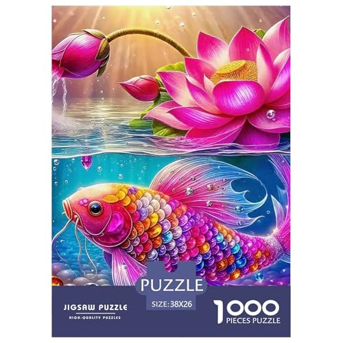 Koi Fish Puzzle 1000 Teile Für Erwachsene Und Kinder Beautiful Carp Impossible Geschicklichkeitsspiel Klassische Geschenk Wunderschönes Dekoration in Bewährter Qualität 38x26cm/1000pcs von QTIVARLEN