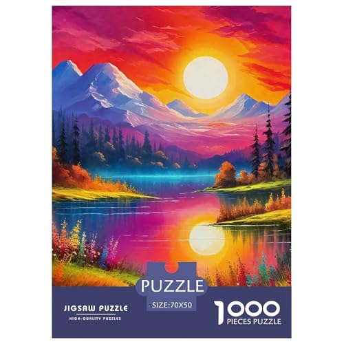Landschaftsmalerie Puzzle 1000 Teile Für Erwachsene Und Kinder Bunte Landschaft Impossible Geschicklichkeitsspiel Pädagogisches Spielzeug Home Dekoration Clevere Rätsel 70x50cm/1000pcs von QTIVARLEN