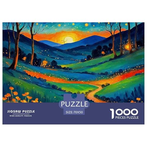 Landschaftsmalerie Puzzle 1000 Teilige Für Erwachsene Und Kinder Bunte Landschaft Herausforderung Spiel Klassische Geschenk Wunderschönes Dekoration Clevere Rätsel 70x50cm/1000pcs von QTIVARLEN