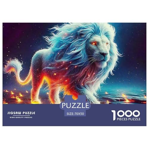Löwen Puzzle 1000 Teile Für Erwachsene Und Kinder König der Tiere Impossible Geschicklichkeitsspiel Interaktives Spielzeug Wunderschönes Dekoration in Bewährter Qualität 70x50cm/1000pcs von QTIVARLEN