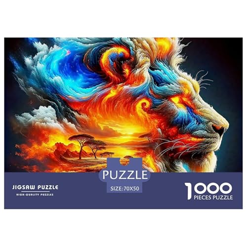 Löwen Puzzle 1000 Teile Für Erwachsene Und Kinder König der Tiere Impossible Geschicklichkeitsspiel Pädagogisches Spielzeug Home Dekoration in Bewährter Qualität 70x50cm/1000pcs von QTIVARLEN