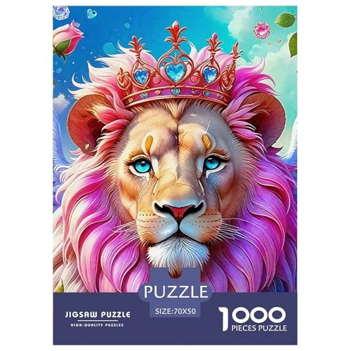 Löwen Puzzle 1000 Teilige Für Erwachsene Und Kinder König der Tiere Impossible Geschicklichkeitsspiel Klassische Geschenk Home Dekoration Clevere Rätsel 70x50cm/1000pcs von QTIVARLEN
