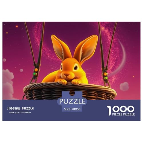 Lop-Eared Kaninchen Farbenfrohes Puzzle 1000 Stück in Bewährter Qualität Für Erwachsene Und Kinder Cute Haustier Geschicklichkeitsspiel Geschenke Für Männer Wanddekoration 70x50cm/1000pcs​ von QTIVARLEN
