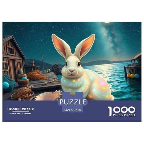 Lop-Eared Kaninchen Farbenfrohes Puzzle 1000 Teile in Bewährter Qualität Für Erwachsene Und Kinder Cute Haustier Herausforderndes Rätsel Geschenke Für Frauen Pädagogisches Spielzeug 70x50cm/1000pcs​ von QTIVARLEN