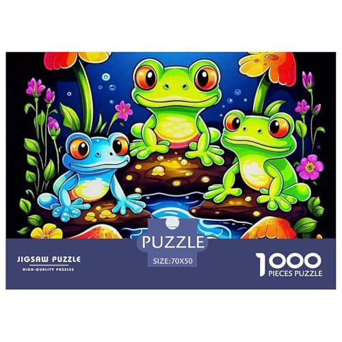 Netter Frosch Farbenfrohes Puzzle 1000 Stück in Bewährter Qualität Für Erwachsene Und Kinder Coole Tiere Geschicklichkeitsspiel Geschenke Für Frauen Home Dekoration 70x50cm/1000pcs von QTIVARLEN