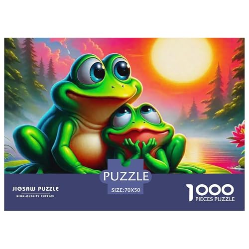 Netter Frosch Farbenfrohes Puzzle 1000 Stück in Bewährter Qualität Für Erwachsene Und Kinder Coole Tiere Geschicklichkeitsspiel Geschenke Für Frauen Home Dekoration 70x50cm/1000pcs von QTIVARLEN