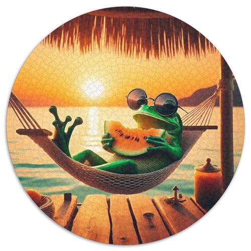Netter Frosch Farbenfrohes Puzzle 1000 Teile Bewährter Qualität Erwachsene Kinder Coole Tiere Puzzlespiele Familie Geschenke Männer Pädagogisches Spielzeug 1000pcs (67.5x67.5cm) von QTIVARLEN