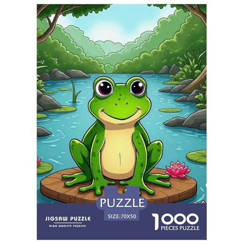 Netter Frosch Farbenfrohes Puzzle 1000 Teile in Bewährter Qualität Für Erwachsene Und Kinder Coole Tiere Geschicklichkeitsspiel Geschenke Für Frauen Wanddekoration 70x50cm/1000pcs von QTIVARLEN