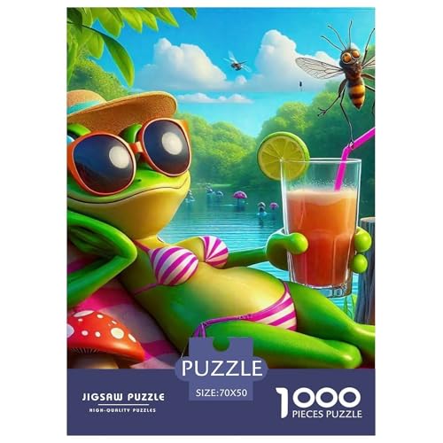 Netter Frosch Farbenfrohes Puzzle 1000 Teile in Bewährter Qualität Für Erwachsene Und Kinder Coole Tiere Geschicklichkeitsspiel Geschenke Für Männer Pädagogisches Spielzeug 70x50cm/1000pcs von QTIVARLEN