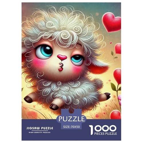 Nettes Schaf Puzzle 1000 Teile Für Erwachsene Und Kinder Lamm Muster Herausforderung Spiel Interaktives Spielzeug Home Dekoration in Bewährter Qualität 70x50cm/1000pcs von QTIVARLEN