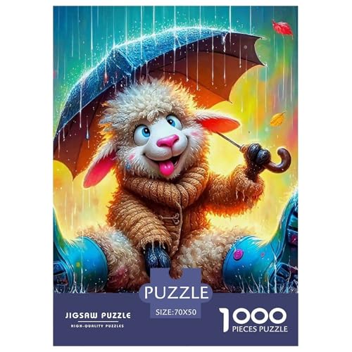 Nettes Schaf Puzzle 1000 Teile Für Erwachsene Und Kinder Lamm Muster Herausforderung Spiel Klassische Geschenk Home Dekoration Clevere Rätsel 70x50cm/1000pcs von QTIVARLEN