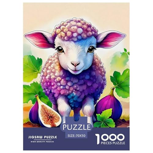 Nettes Schaf Puzzle 1000 Teile Für Erwachsene Und Kinder Lamm Muster Herausforderung Spiel Pädagogisches Spielzeug Home Dekoration Clevere Rätsel 70x50cm/1000pcs von QTIVARLEN