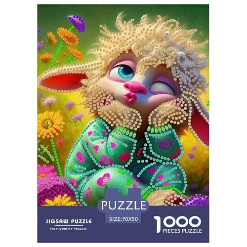 Nettes Schaf Puzzle 1000 Teile Für Erwachsene Und Kinder Lamm Muster Impossible Geschicklichkeitsspiel Klassische Geschenk Home Dekoration Clevere Rätsel 70x50cm/1000pcs von QTIVARLEN