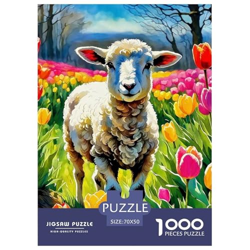 Nettes Schaf Puzzle 1000 Teile Für Erwachsene Und Kinder Lamm Muster Impossible Geschicklichkeitsspiel Pädagogisches Spielzeug Wunderschönes Dekoration Clevere Rätsel 70x50cm/1000pcs von QTIVARLEN