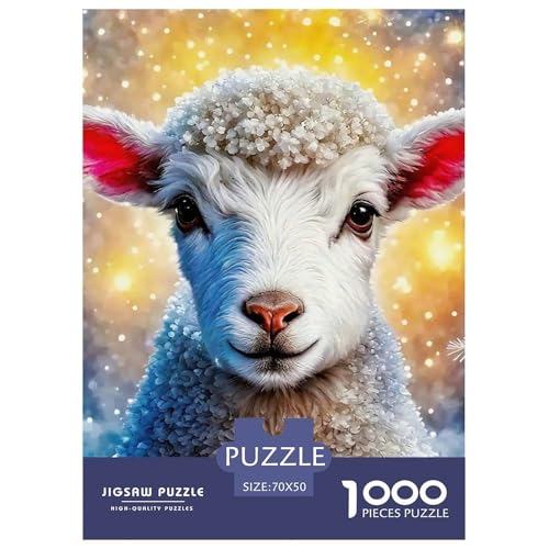 Nettes Schaf Puzzle 1000 Teile Für Erwachsene Und Kinder Lamm Muster Lernspiel Klassische Geschenk Wunderschönes Dekoration in Bewährter Qualität 70x50cm/1000pcs von QTIVARLEN