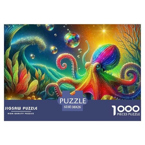 Octopus Puzzle 1000 Teile Für Erwachsene Und Kinder Colorful Octopus Herausforderung Spiel Klassische Geschenk Wunderschönes Dekoration Clevere Rätsel 38x26cm/1000pcs von QTIVARLEN