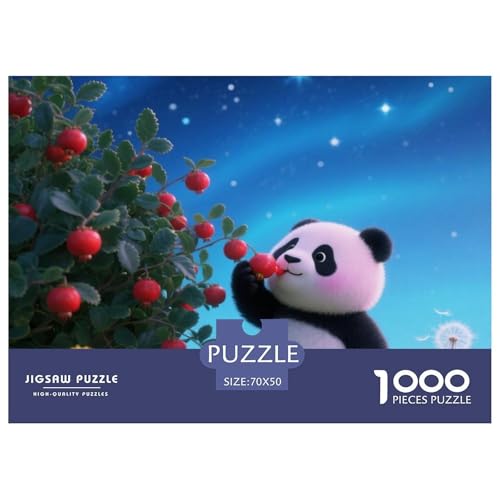 Panda Farbenfrohes Puzzle 1000 Stück in Bewährter Qualität Für Erwachsene Und Kinder Süße Tiere Herausforderndes Rätsel Geschenke Für Frauen Home Dekoration 70x50cm/1000pcs von QTIVARLEN