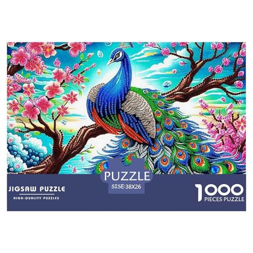 Peacock Puzzle 1000 Teile Für Erwachsene Und Kinder Vibrant Peacock Impossible Geschicklichkeitsspiel Pädagogisches Spielzeug Home Dekoration Clevere Rätsel 38x26cm/1000pcs von QTIVARLEN