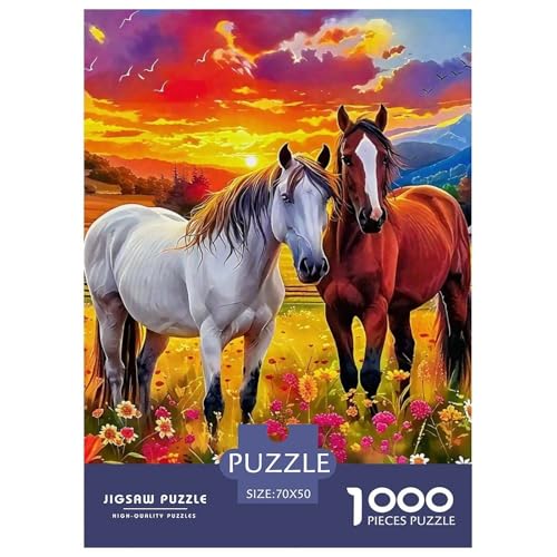 Pferd Puzzle 1000 Teile Für Erwachsene Und Kinder galoppierender Steed Impossible Geschicklichkeitsspiel Interaktives Spielzeug Home Dekoration in Bewährter Qualität 70x50cm/1000pcs von QTIVARLEN