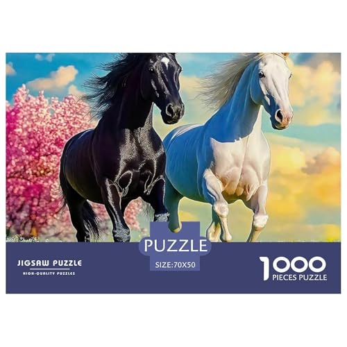 Pferd Puzzle 1000 Teile Für Erwachsene Und Kinder galoppierender Steed Impossible Geschicklichkeitsspiel Pädagogisches Spielzeug Wunderschönes Dekoration Clevere Rätsel 70x50cm/1000pcs von QTIVARLEN