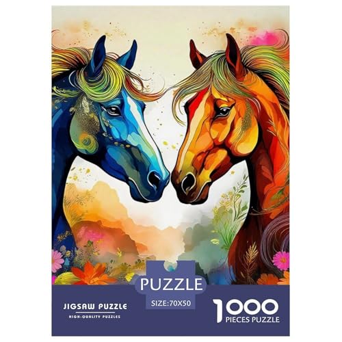 Pferd Puzzle 1000 Teile Für Erwachsene Und Kinder galoppierender Steed Lernspiel Klassische Geschenk Home Dekoration Clevere Rätsel 70x50cm/1000pcs von QTIVARLEN
