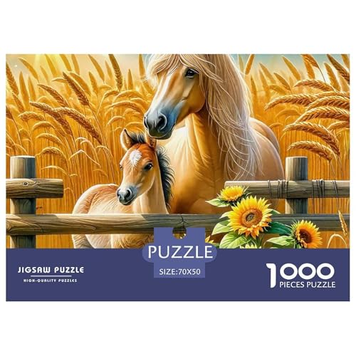 Pferd Puzzle 1000 Teilige Für Erwachsene Und Kinder galoppierender Steed Herausforderung Spiel Interaktives Spielzeug Home Dekoration in Bewährter Qualität 70x50cm/1000pcs von QTIVARLEN