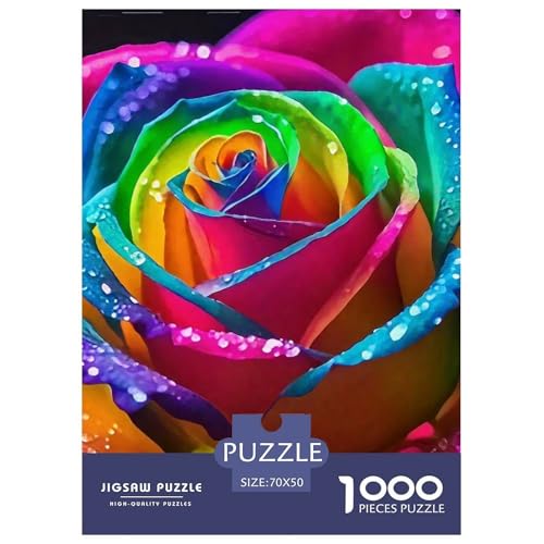 Regenbogenblumen Puzzle 1000 Teile Für Erwachsene Und Kinder Bunte Pflanzen Impossible Geschicklichkeitsspiel Interaktives Spielzeug Wunderschönes Dekoration in Bewährter Qualität 70x50cm/1000pcs von QTIVARLEN