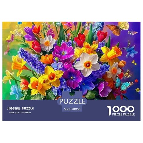 Regenbogenblumen Puzzle 1000 Teile Für Erwachsene Und Kinder Bunte Pflanzen Lernspiel Interaktives Spielzeug Wunderschönes Dekoration Clevere Rätsel 70x50cm/1000pcs von QTIVARLEN