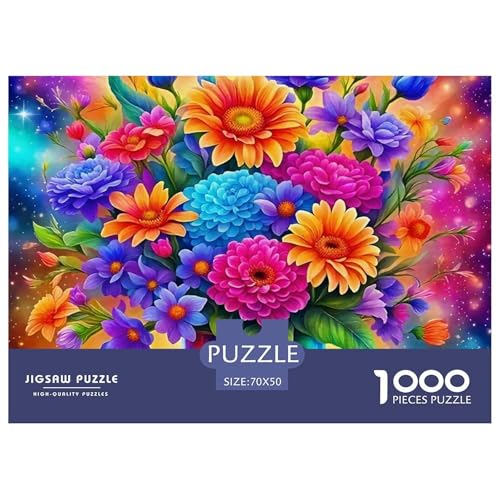 Regenbogenblumen Puzzle 1000 Teile Für Erwachsene Und Kinder Bunte Pflanzen Lernspiel Klassische Geschenk Home Dekoration in Bewährter Qualität 70x50cm/1000pcs von QTIVARLEN