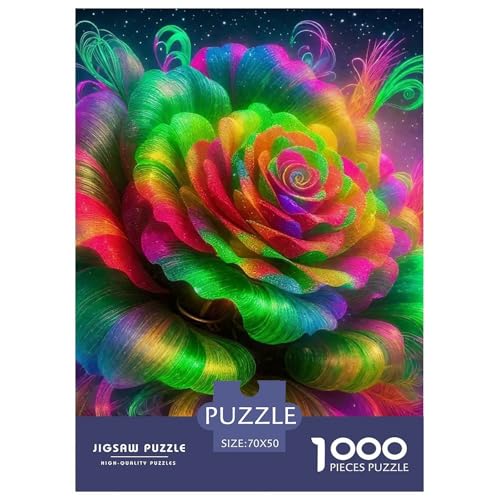 Regenbogenblumen Puzzle 1000 Teile Für Erwachsene Und Kinder Bunte Pflanzen Lernspiel Pädagogisches Spielzeug Home Dekoration Clevere Rätsel 70x50cm/1000pcs von QTIVARLEN