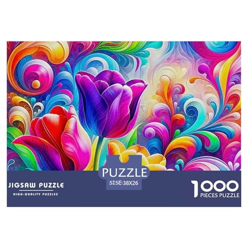 Regenbogenblumen Puzzle 1000 Teile Für Erwachsene Und Kinder Bunte Pflanzen Lernspiel Pädagogisches Spielzeug Wunderschönes Dekoration Clevere Rätsel 38x26cm/1000pcs von QTIVARLEN