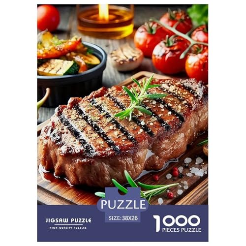 Steak Puzzle 1000 Teile Für Erwachsene Und Kinder Delikatesse Lernspiel Pädagogisches Spielzeug Wunderschönes Dekoration in Bewährter Qualität 38x26cm/1000pcs von QTIVARLEN