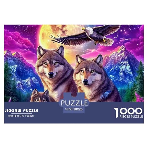 Sternenwolf Farbenfrohes Puzzle 1000 Stück in Bewährter Qualität Für Erwachsene Und Kinder Cooler Tierstil Geschicklichkeitsspiel Geschenke Für Frauen Home Dekoration 38x26cm/1000pcs von QTIVARLEN