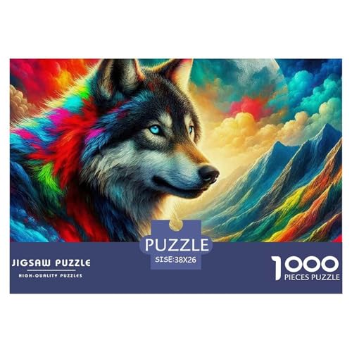 Sternenwolf Farbenfrohes Puzzle 1000 Stück in Bewährter Qualität Für Erwachsene Und Kinder Cooler Tierstil Geschicklichkeitsspiel Geschenke Für Frauen Home Dekoration 38x26cm/1000pcs von QTIVARLEN