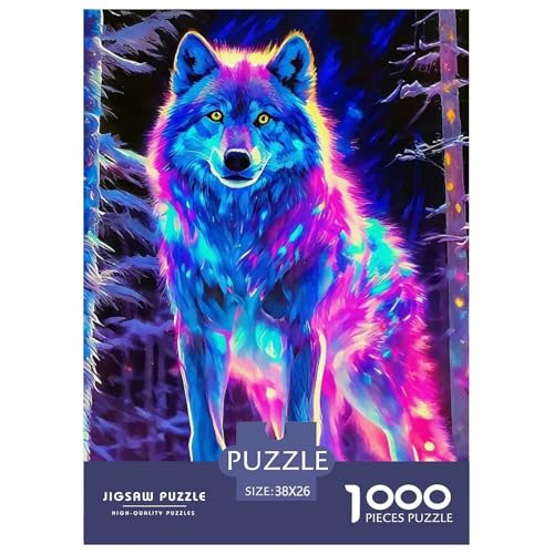 Sternenwolf Farbenfrohes Puzzle 1000 Stück in Bewährter Qualität Für Erwachsene Und Kinder Cooler Tierstil Geschicklichkeitsspiel Geschenke Für Frauen Home Dekoration 38x26cm/1000pcs von QTIVARLEN