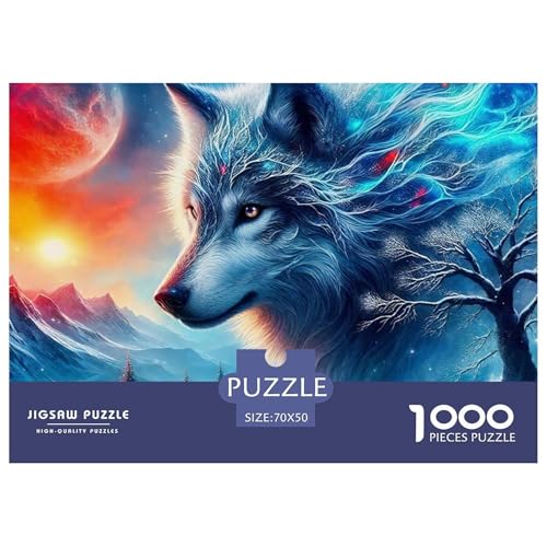 Sternenwolf Farbenfrohes Puzzle 1000 Stück in Bewährter Qualität Für Erwachsene Und Kinder Cooler Tierstil Geschicklichkeitsspiel Geschenke Für Frauen Home Dekoration 70x50cm/1000pcs von QTIVARLEN